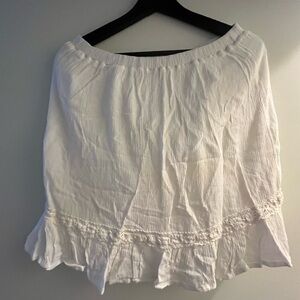 Girls White Ruffled Skirt, XL 14
